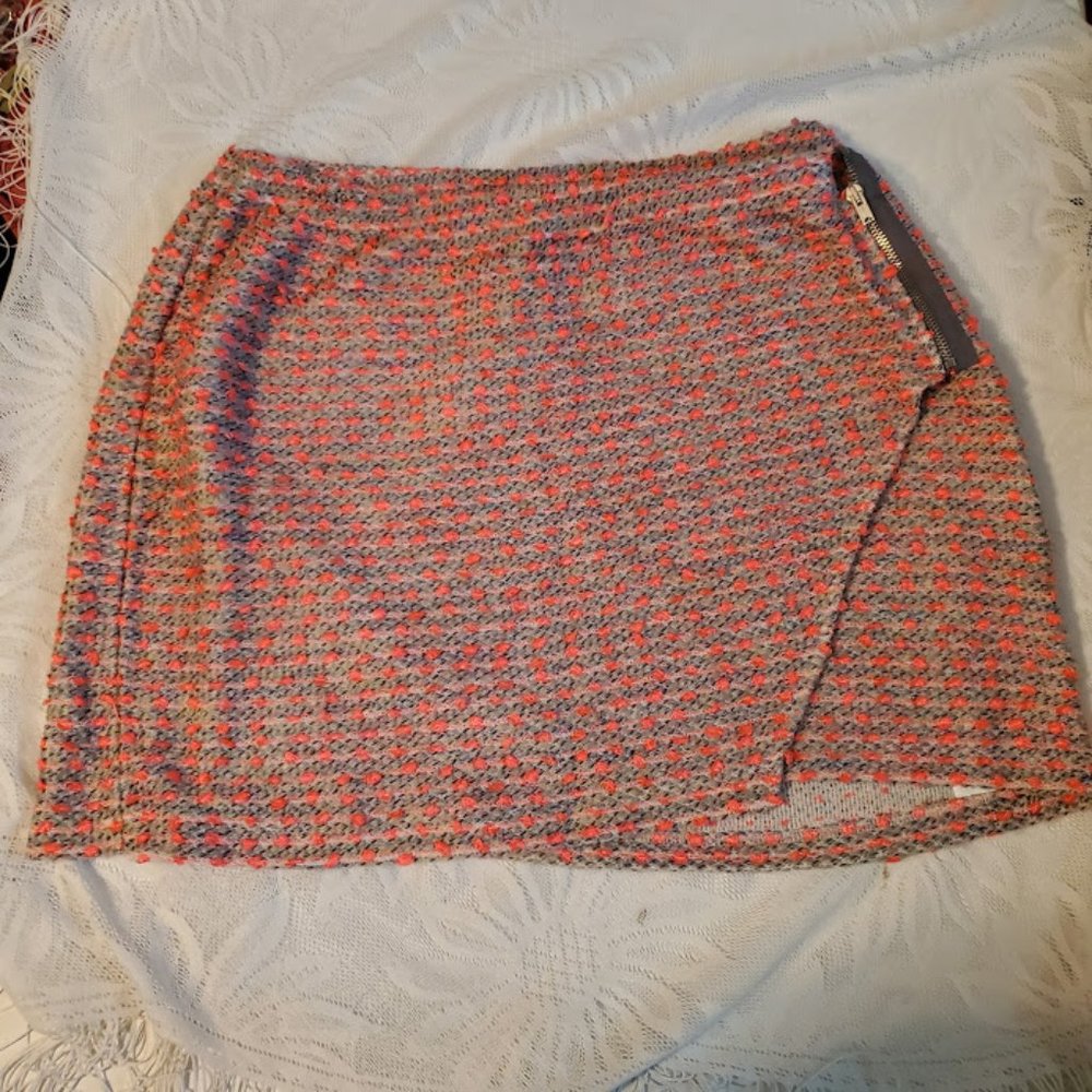 ASOS Pink Grey/Multi Winter Short Faux Wrap Skirt